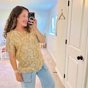 NWT Tuckernuck Marie Oliver Gold Sequin Top Blouse Medium